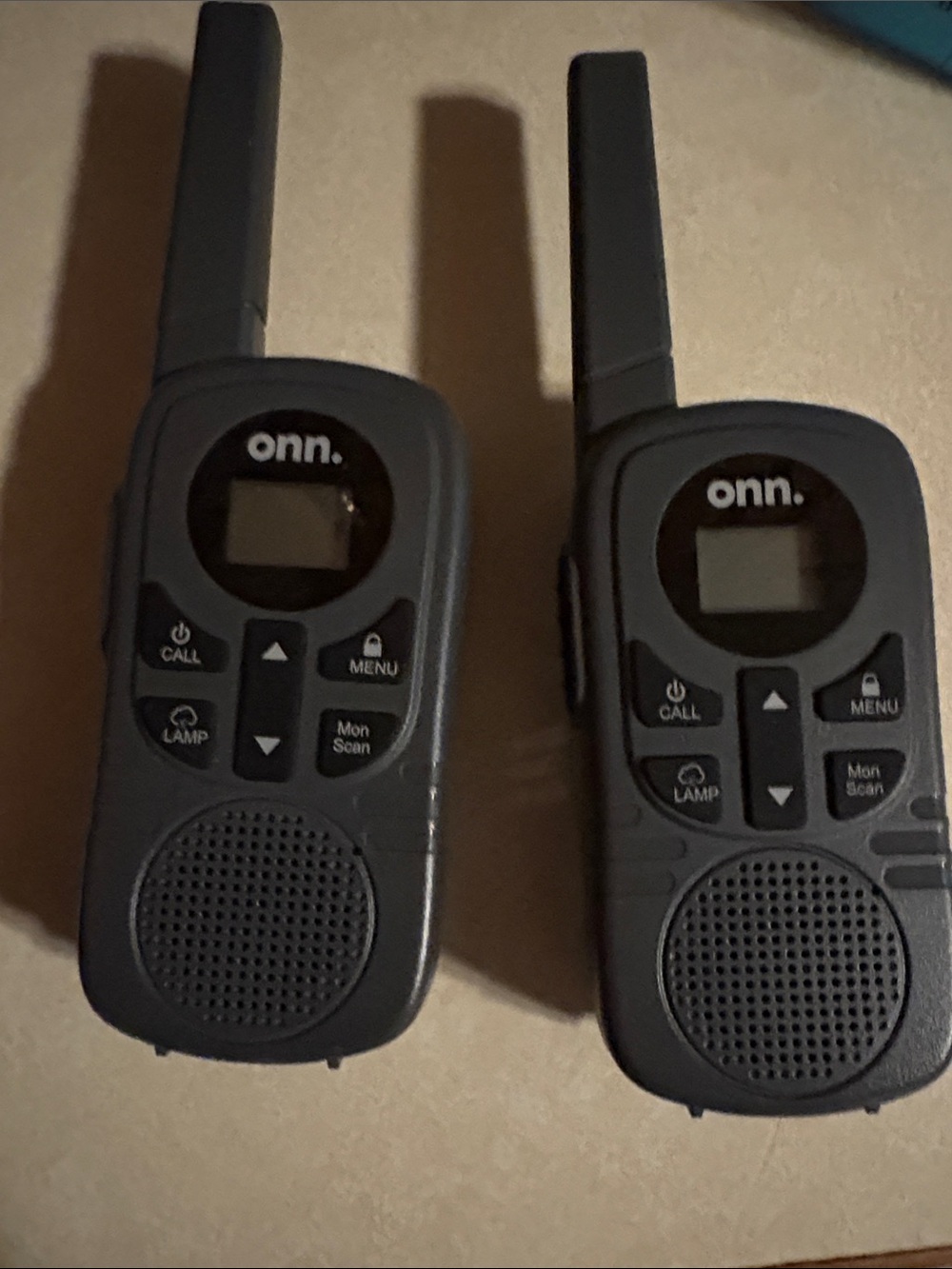 Onn Running Dark Gray Two-Pack Walkie Talkies - Portable 2-Way Radios